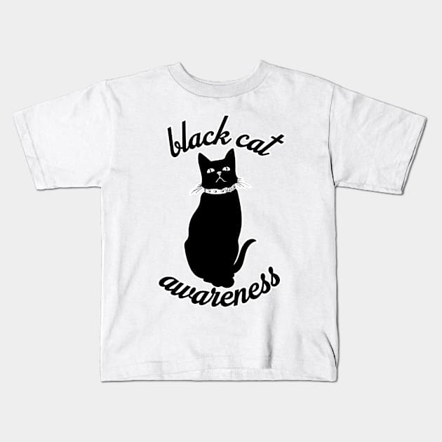 Black Cat Awareness Kids T-Shirt by nextneveldesign